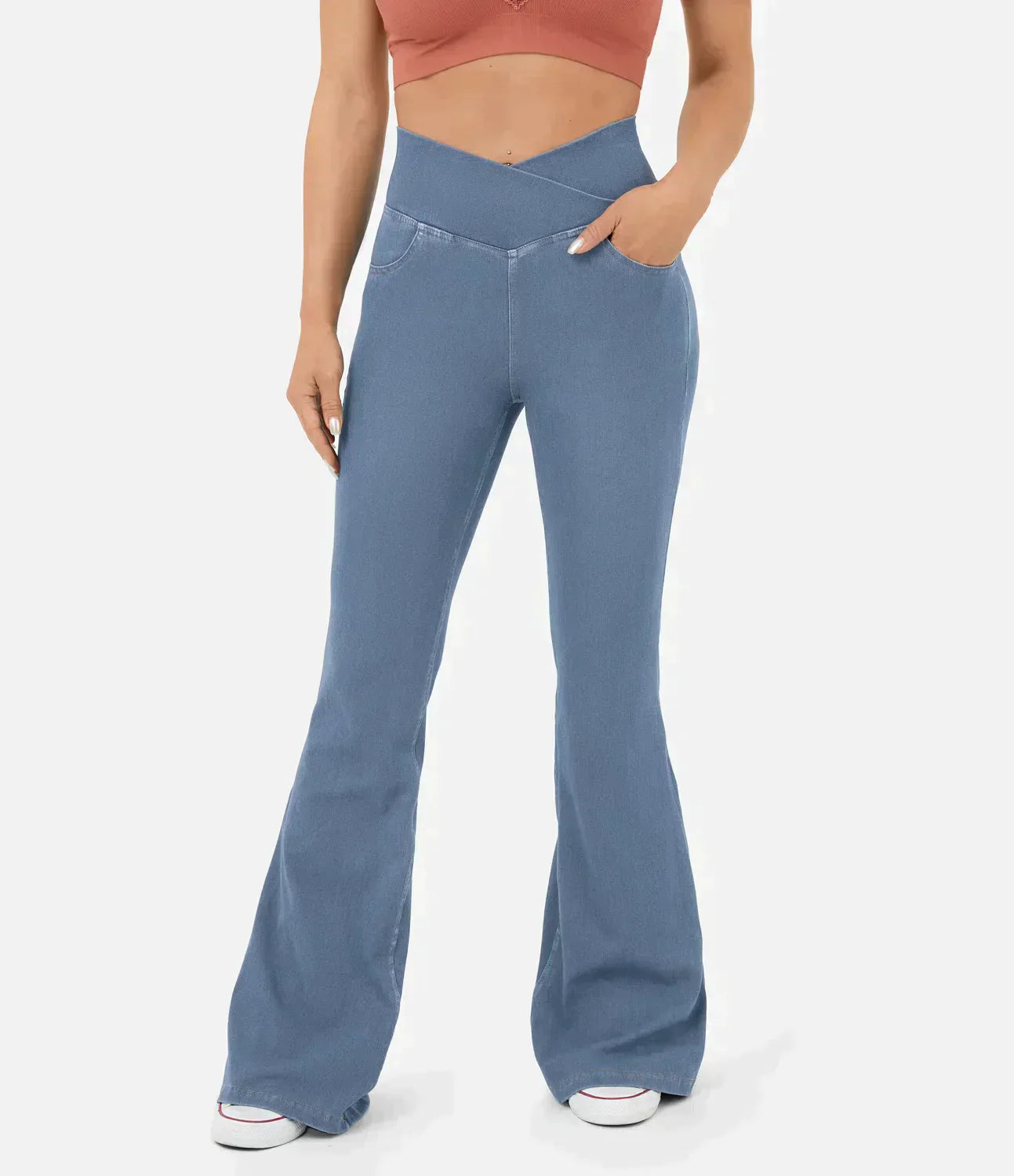 Khloé Stretchiga Flare-jeans med Hög Midja