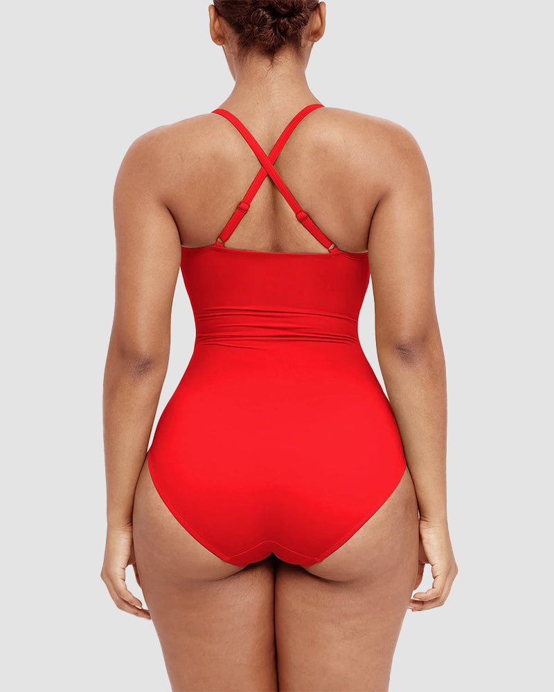 Shaping Swimsuit: Elegant Cross Straps On The Back Shaping Swimsuit