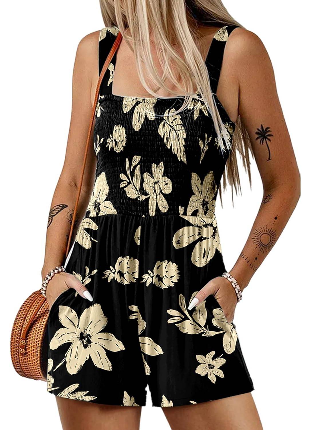 Summer Romper: Ladies Sleeveless Square Neck Summer Romper