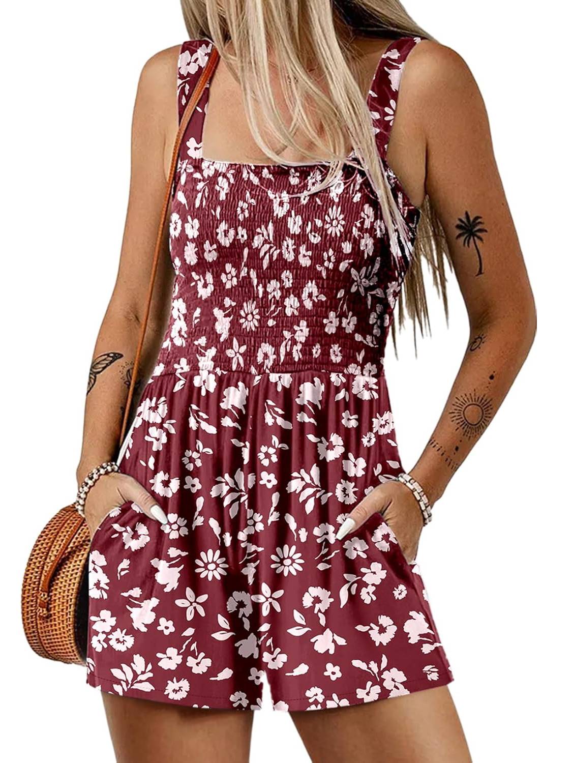 Summer Romper: Ladies Sleeveless Square Neck Summer Romper