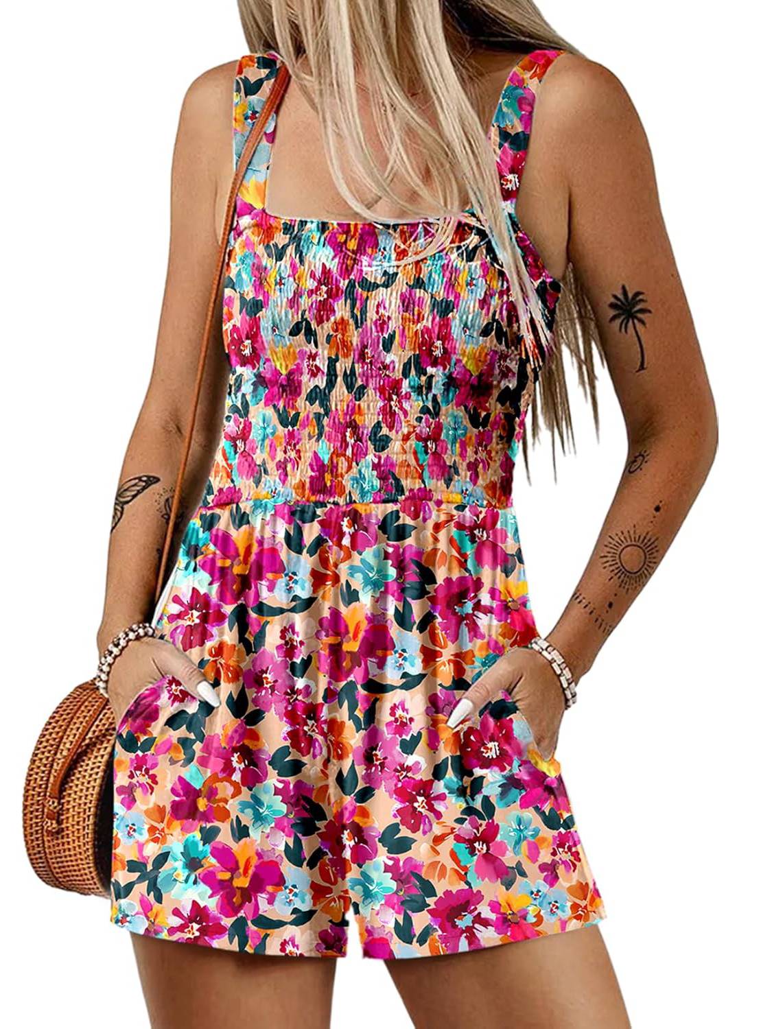 Summer Romper: Ladies Sleeveless Square Neck Summer Romper