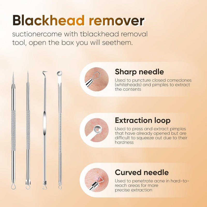 Rechargeable Pore Vacuum Cleaner - 6-in-1 Blackhead Remover with Smart Display and Suction Device