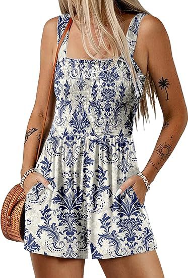 Summer Romper: Ladies Sleeveless Square Neck Summer Romper