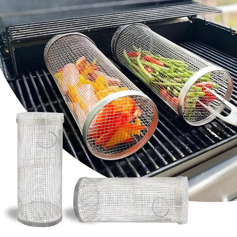 1+1 Free | Portable stainless steel rolling grill basket