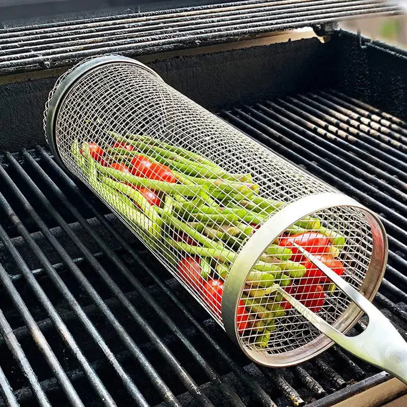 1+1 Free | Portable stainless steel rolling grill basket