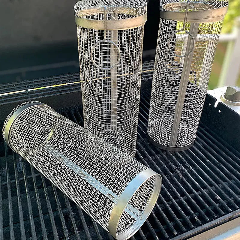 1+1 Free | Portable stainless steel rolling grill basket