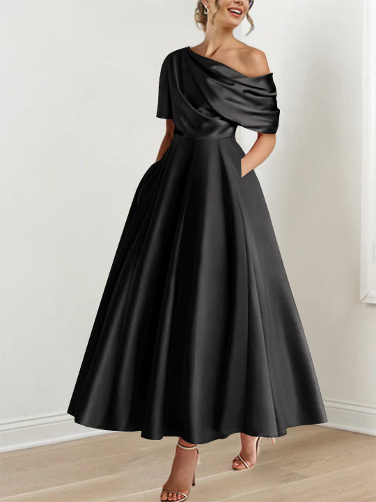 A-Line/Princess One-shoulder Half Sleeve Ankle-Length
