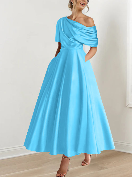 A-Line/Princess One-shoulder Half Sleeve Ankle-Length