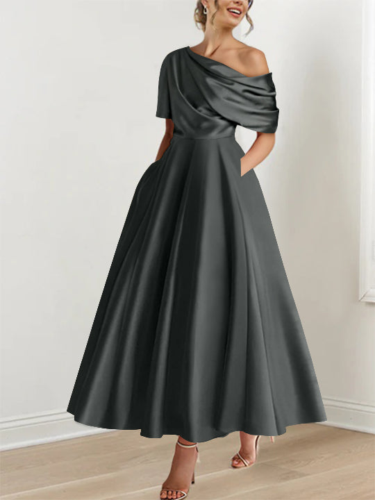 A-Line/Princess One-shoulder Half Sleeve Ankle-Length