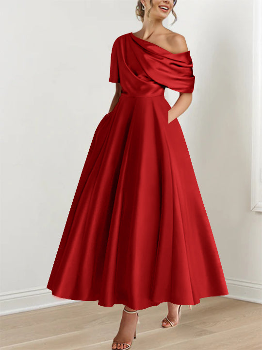 A-Line/Princess One-shoulder Half Sleeve Ankle-Length