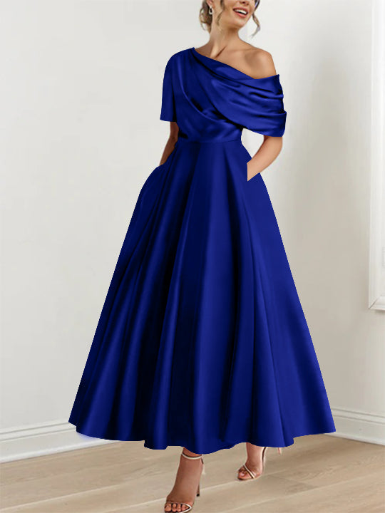 A-Line/Princess One-shoulder Half Sleeve Ankle-Length