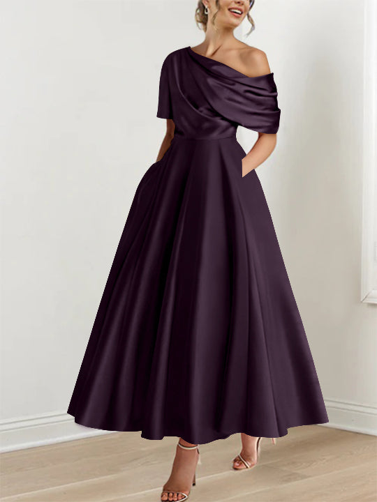 A-Line/Princess One-shoulder Half Sleeve Ankle-Length