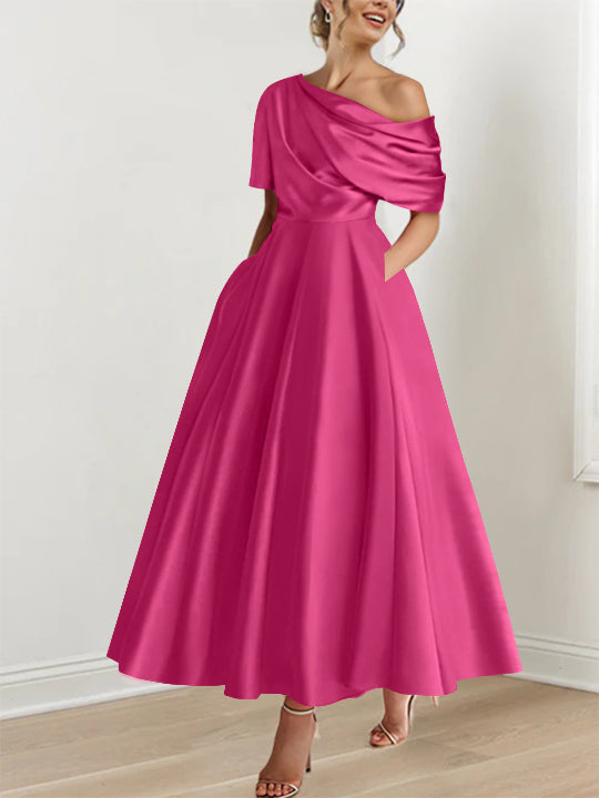 A-Line/Princess One-shoulder Half Sleeve Ankle-Length