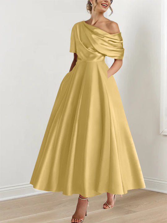 A-Line/Princess One-shoulder Half Sleeve Ankle-Length