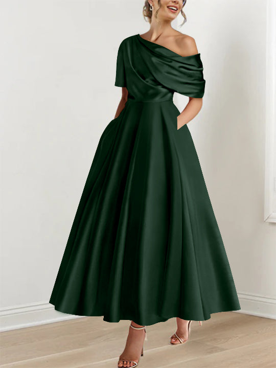A-Line/Princess One-shoulder Half Sleeve Ankle-Length