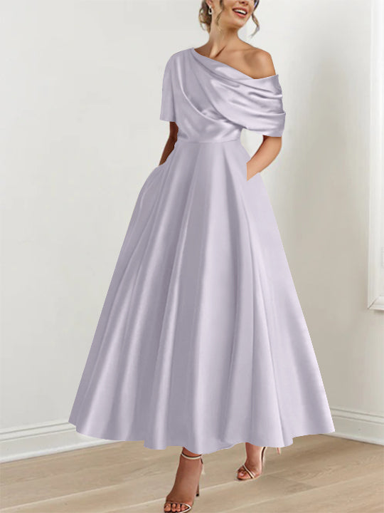 A-Line/Princess One-shoulder Half Sleeve Ankle-Length