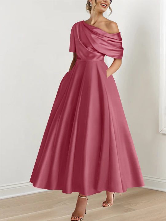 A-Line/Princess One-shoulder Half Sleeve Ankle-Length