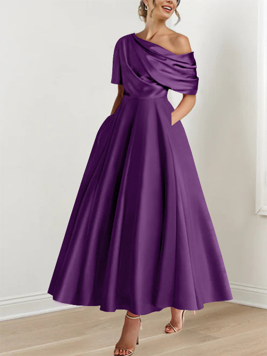 A-Line/Princess One-shoulder Half Sleeve Ankle-Length