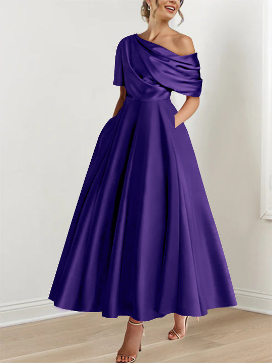 A-Line/Princess One-shoulder Half Sleeve Ankle-Length