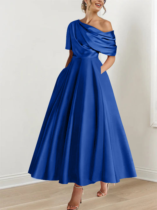 A-Line/Princess One-shoulder Half Sleeve Ankle-Length