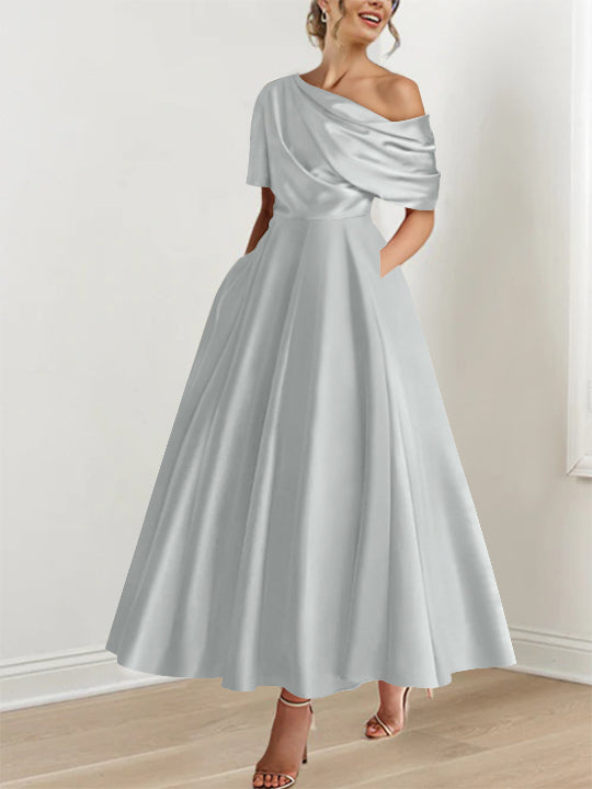 A-Line/Princess One-shoulder Half Sleeve Ankle-Length