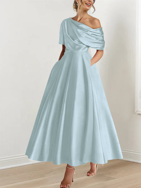 A-Line/Princess One-shoulder Half Sleeve Ankle-Length