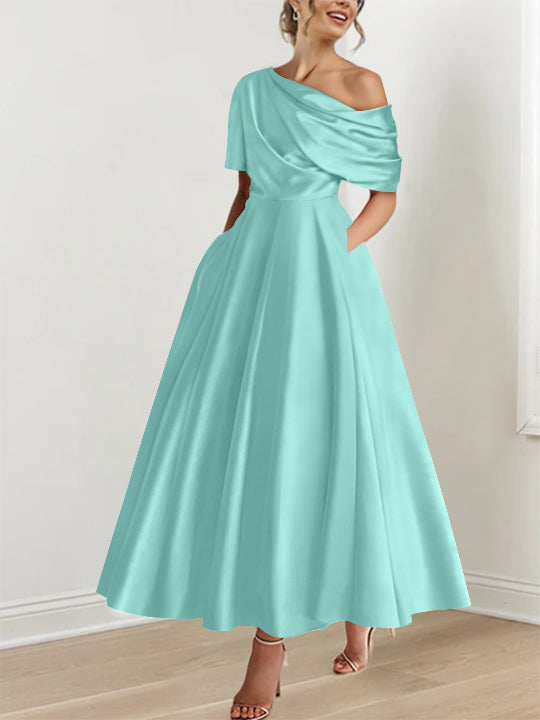 A-Line/Princess One-shoulder Half Sleeve Ankle-Length