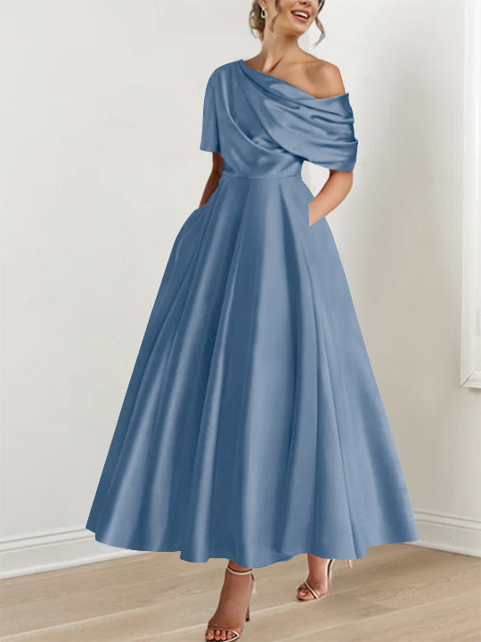 A-Line/Princess One-shoulder Half Sleeve Ankle-Length