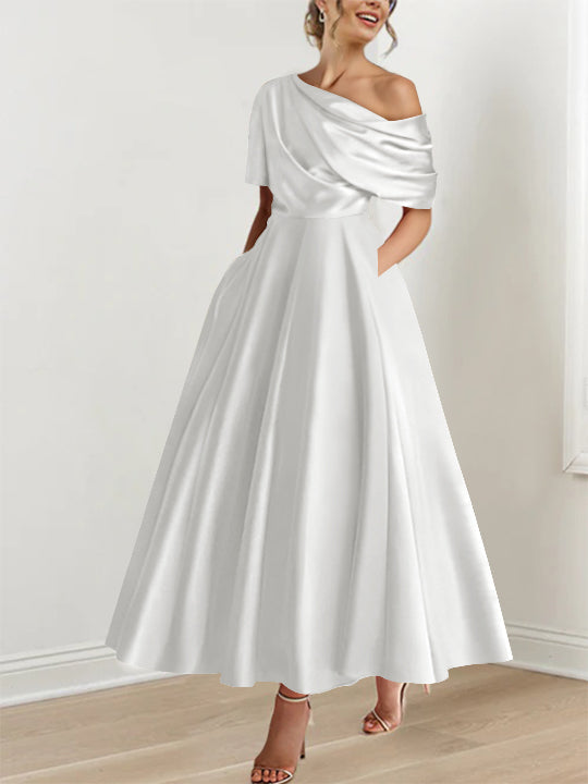A-Line/Princess One-shoulder Half Sleeve Ankle-Length