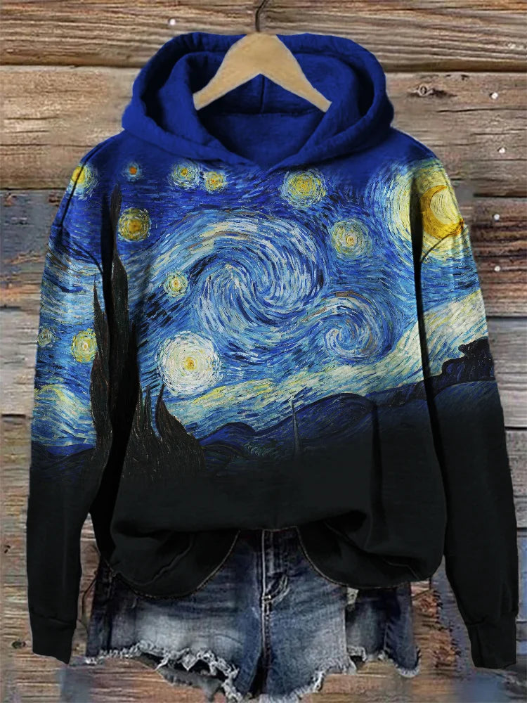 Gezellige hoodie met een contrasterend sterrenhemelthema