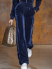 Retro Sports Zipper Lapel Long-sleeved Velvet Jumpsuit