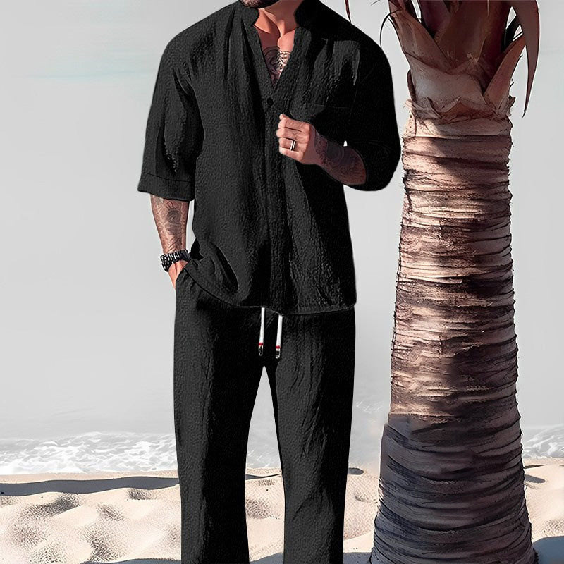 Men's Two-Piece Cotton Set: Top and Pants