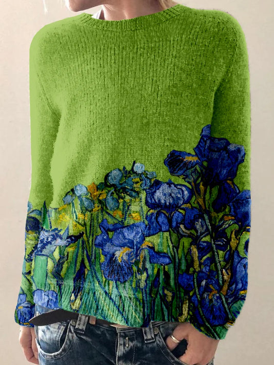 Classy Irises op kunst geïnspireerde grafische cosy sweater