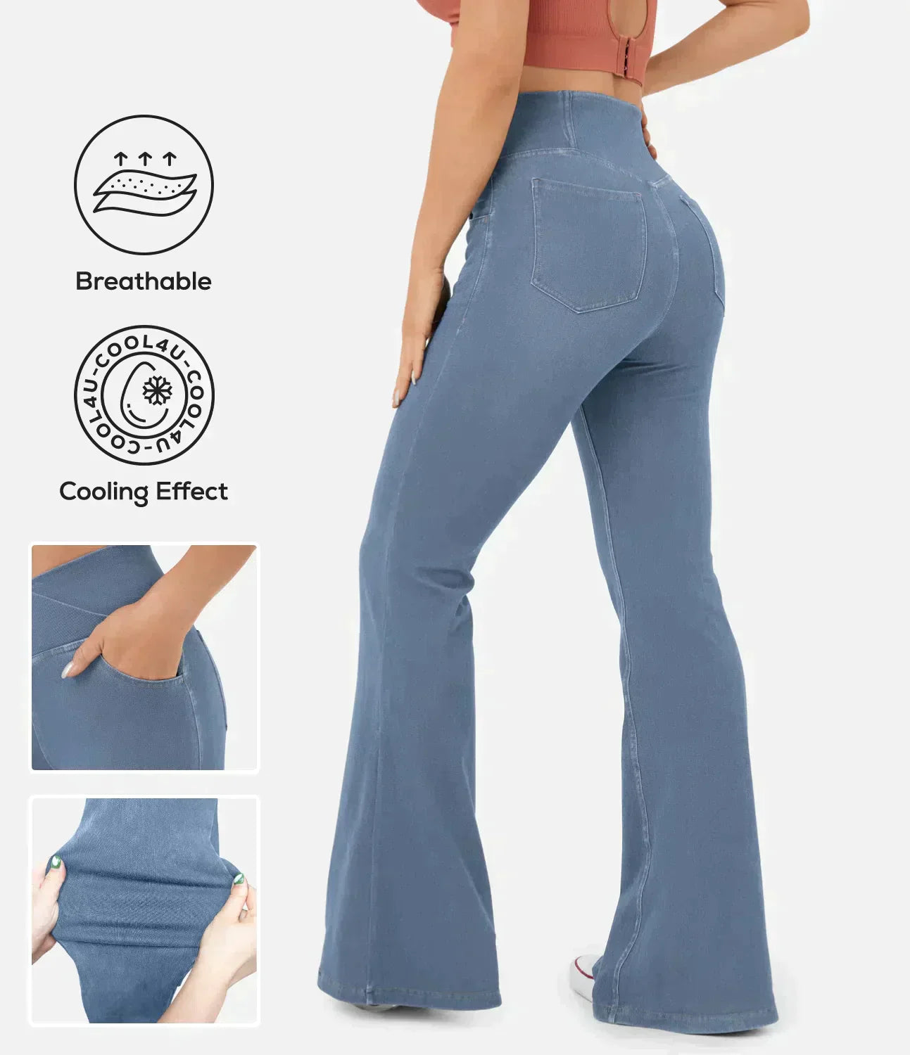 Khloé Stretchiga Flare-jeans med Hög Midja