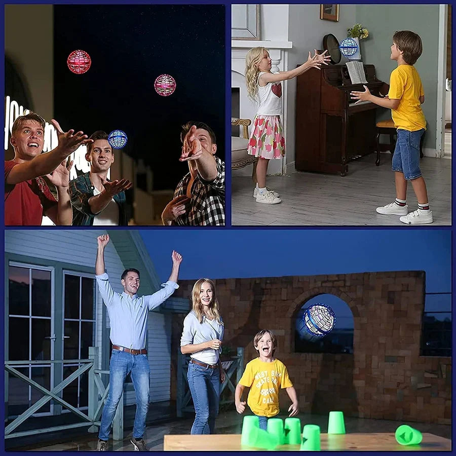 Flying luminous ball for fun and interactive games