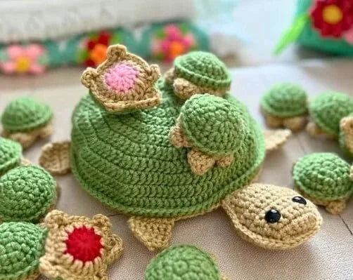 Turtle memory game (crocheted finished product)