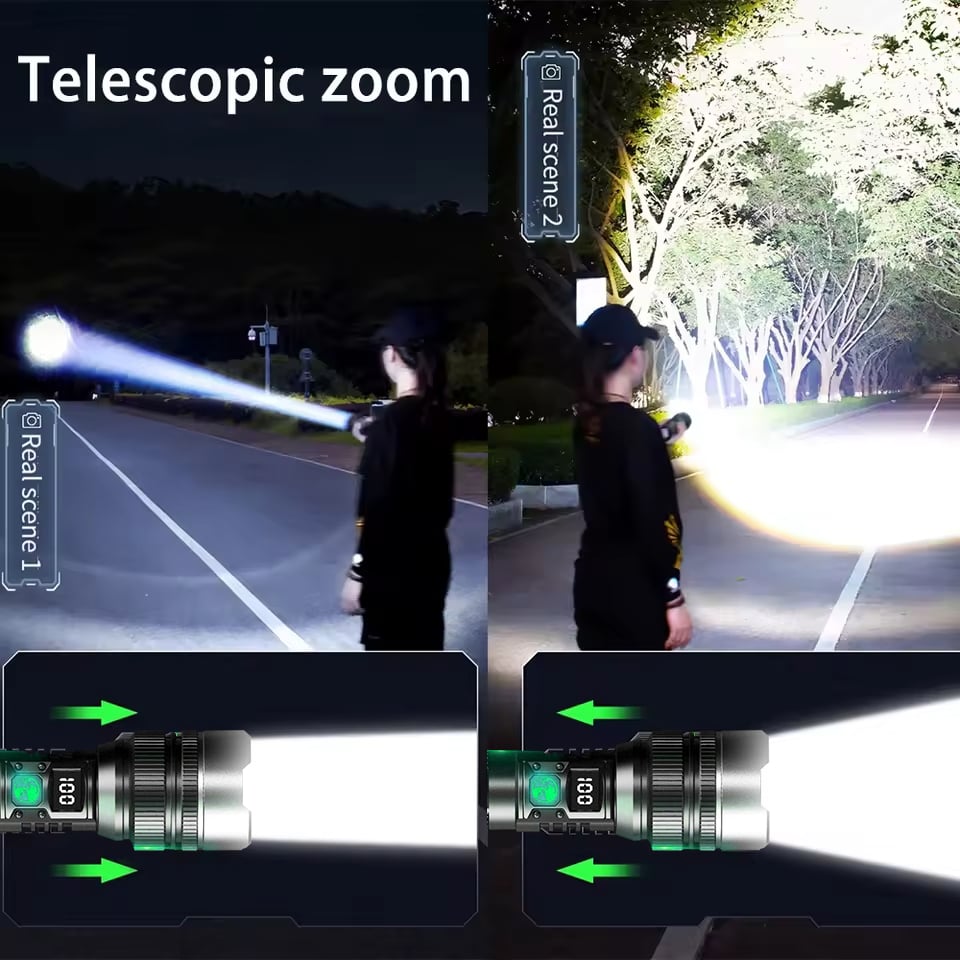 Survival LED flashlight 2025 - As bright as a lightsaber with power bank function
