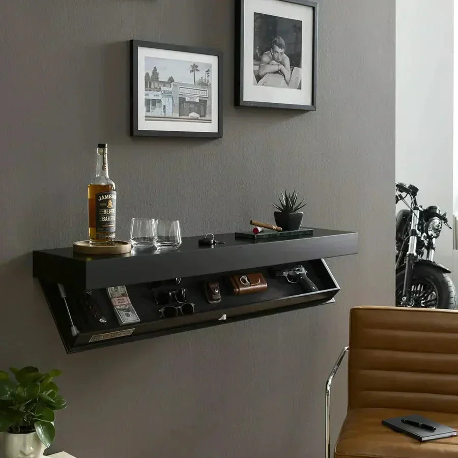 Wall shelf with hidden storage