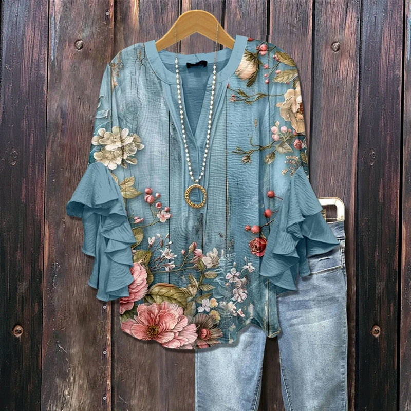 Vintage Floral Printed Blouse