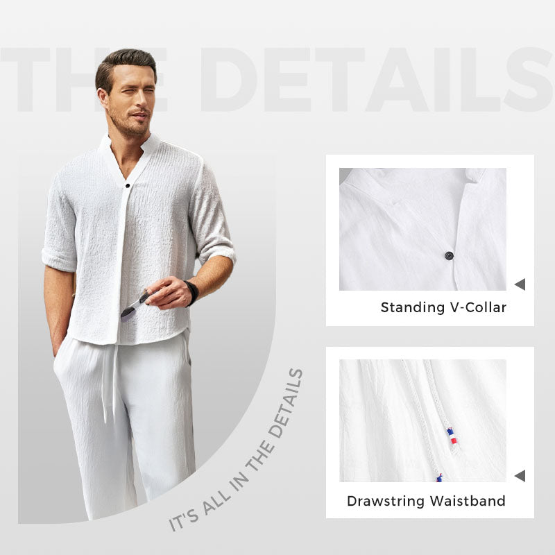Men's Two-Piece Cotton Set: Top and Pants