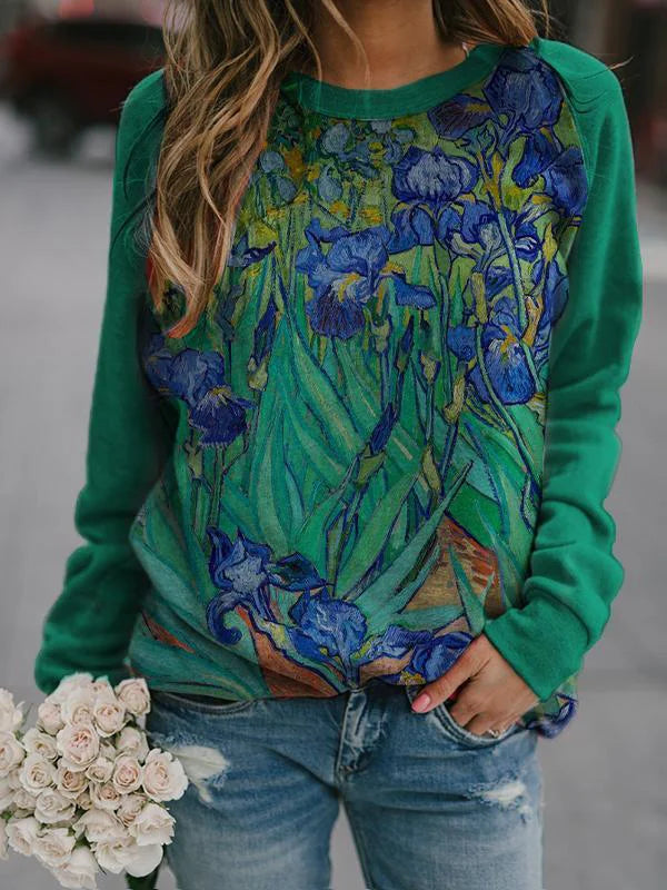 Casual sweatshirt met schilderij van Iris Van Gogh