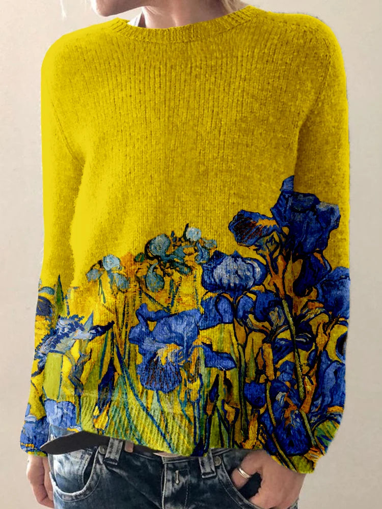 Classy Irises op kunst geïnspireerde grafische cosy sweater