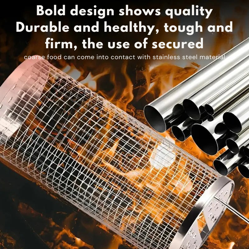 1+1 Free | Portable stainless steel rolling grill basket