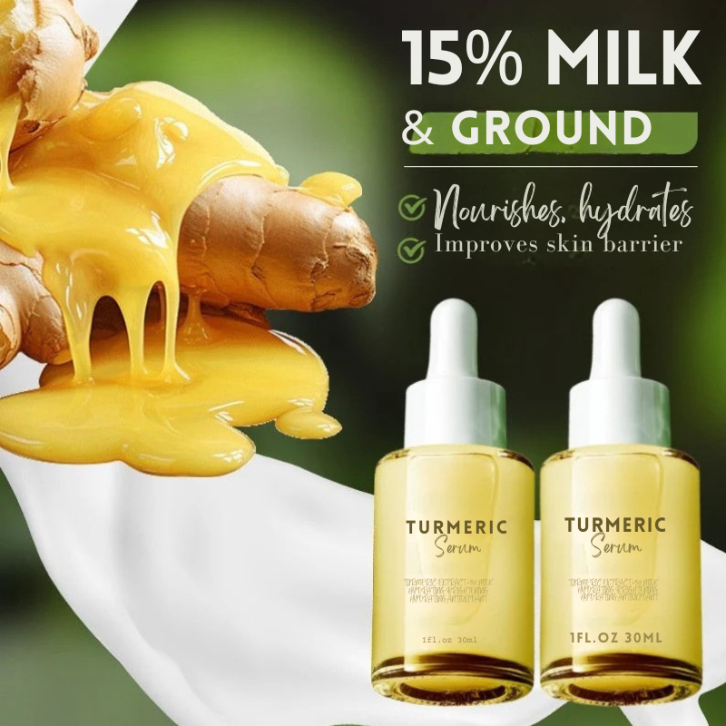 GlowLait Turmeric Milk Facial Serum - Antioxidant Serum with Hyaluronic Acid, Niacinamide and Milk Extract - Anti-Aging & Skin Brightening with Curcuma Longa - 30 ml 1 + 1 FREE
