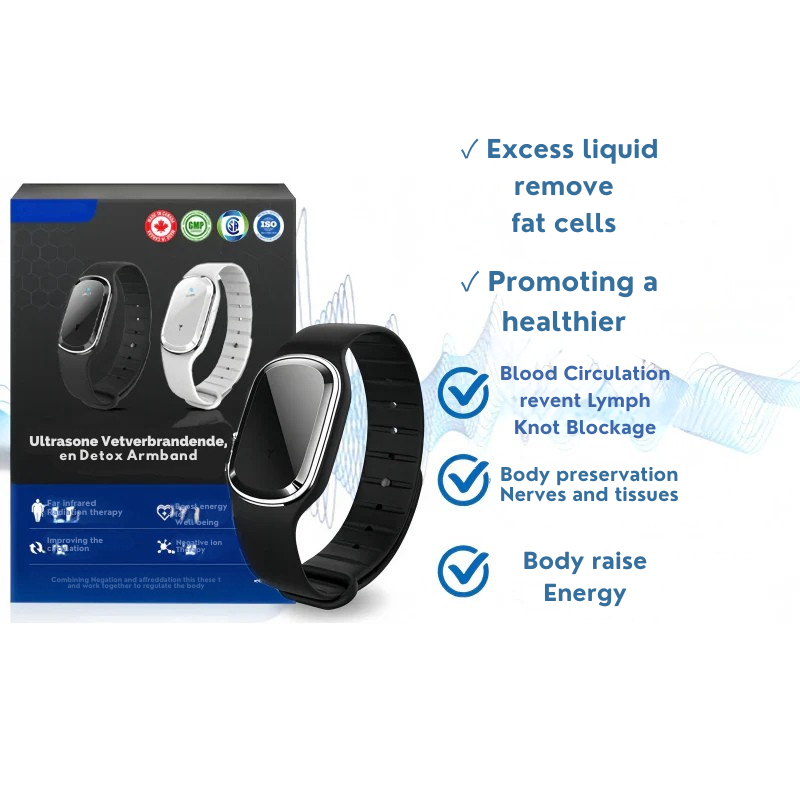Ultrasonic Fat Burning and Detox Bracelet - Magnetic Lymphatic Drainage Wristband for Weight Loss and Detoxification