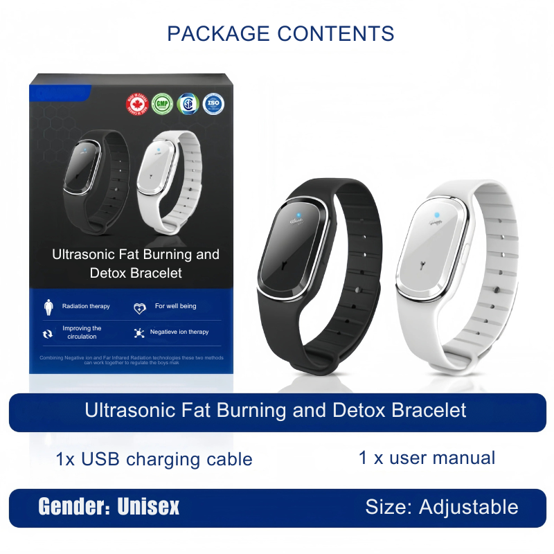 Ultrasonic Fat Burning and Detox Bracelet - Magnetic Lymphatic Drainage Wristband for Weight Loss and Detoxification
