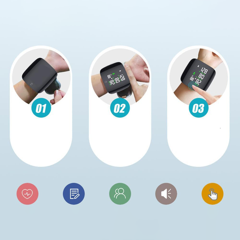 Wrist Blood Pressure Monitor with LED Display and Italian Voice Guidance
