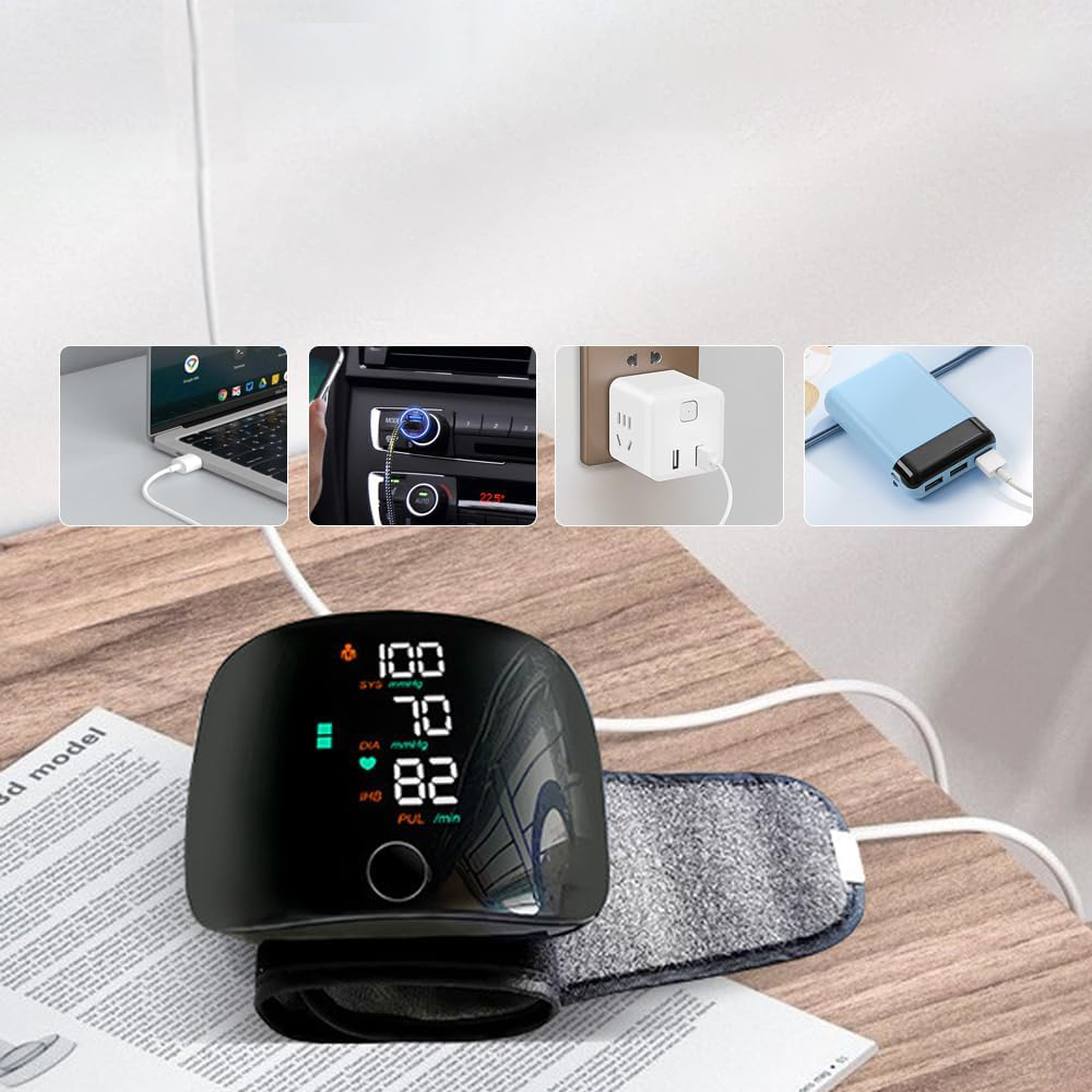 Wrist Blood Pressure Monitor with LED Display and Italian Voice Guidance