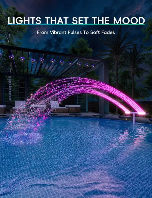 Solar Pool Fountain with LED & Double Spray Arch – For Nighttime Pool Magic