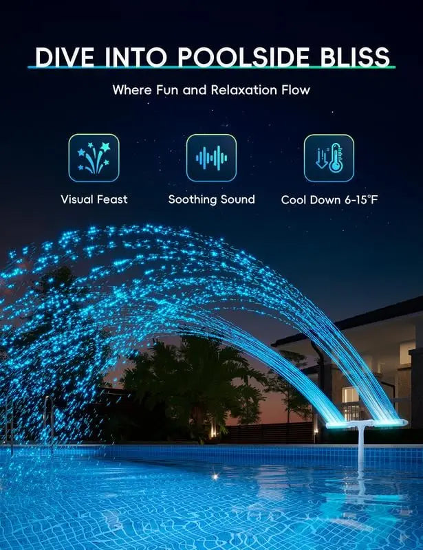 Solar Pool Fountain with LED & Double Spray Arch – For Nighttime Pool Magic